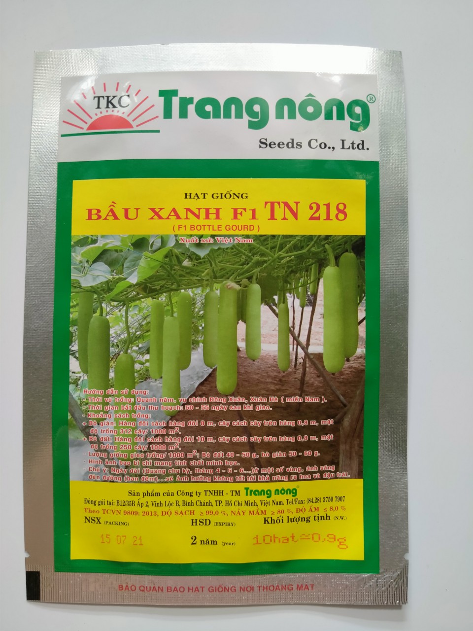 Hạt giống bầu xanh F1 Trang Nông